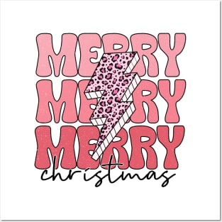 Merry Christmas Pink Posters and Art